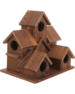 POPETPOP Wooden Honey Bee Nest Solid Wood House Decoration Idyllic Outdoor Bird Nest Villa Style Gardening Pendant Bird Feeder (pine Wood 1 Piece Outdoor Decoration Wood Decor Hanging Nest