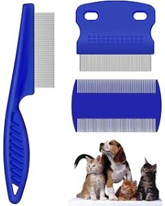 3 Pcs Pet Flea Combs, Fine Teeth Pet Comb Grooming Set for Cat Dog Flea Lice, Float Hair and Tear Stain Remover Combs Fine Tooth Grooming Tool