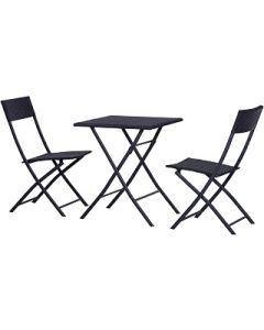 Outsunny 3 Pieces Outdoor PE Rattan Bistro Set, Patio Wicker Balcony Furniture w/Coffee Table and Chair Sets for Backyard, Garden, Porch, Black
