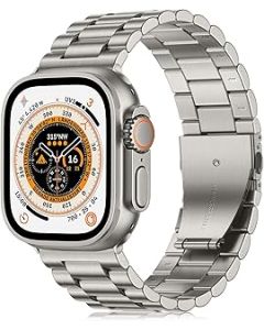 Netolo Titanium Metal Straps Compatible with Apple Watch Ultra Strap 49mm, 24mm Wide and Colour-Matched Stainless Steel Replacement Band Compatible with iWatch Ultra 2 Strap 49mm for Men Women