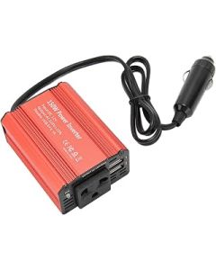 Car, 150W Overvoltage Protection Dual USB 2.1A Output Automobile Power Transformer Wide Compatibility for Laptop (Red)