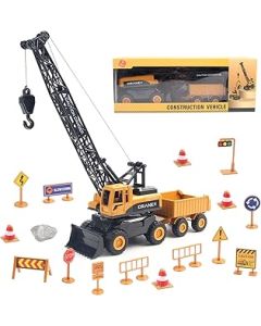 jenilily Crane Toy Construction Vehicles Model Car, Toy Truck Gifts for Kids Boys Toddler 3 4 5 years old