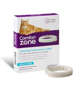 Comfort Zone Cat Calming Pheromone Collar, Helps Cats Feel Safe, Happy, Calm, While Reducing Stress, Anxiety and Unwanted Behaviours, 1 Collar Pack, White