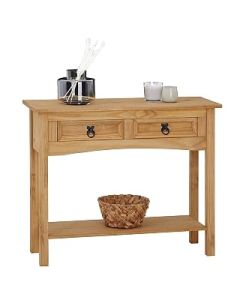 Corona Console Table 2 Drawer, Hall Mexican Solid Pine