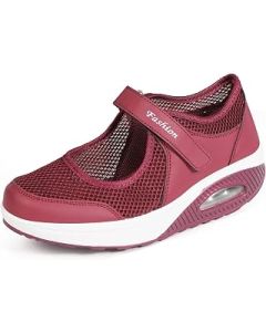 Women's Mesh Walking Shoes Ladies Shock Absorbing Sandals Wedge Lightweight Mary Janes Trainers Fitness Sports Loafers Nurse Shoes Moccasins Outdoor Flats Summer Size