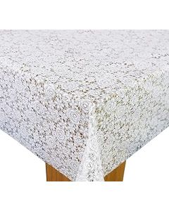 Karina Home White Floral Lace Wipe Clean Tablecloth Vinyl PVC Table Cover Wipeable Table Cloth (White Floral, 200cm x 140cm)