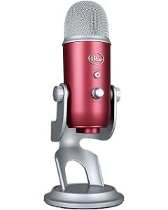 Blue Yeti USB Mic for Recording & Streaming On PC & Mac, 3 Condenser Capsules, 4 Pickup patterns, Headphone Output & Volume Control, Mic Gain Control, Adjustable Stand, Plug & Play - Steel Red