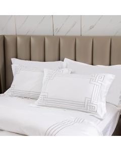 Builder Sky Luxury Embroidery Bedding Set 4 pieces (Pillows, Duvet, Fitted Sheet) / White / 100% Egyptian Cotton 300-Thread-Count/