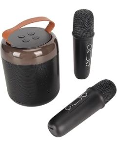 Karaoke Machine, Mini Portable Bluetooth Karaoke Speaker with 2 Handheld Wireless Mics and RGB Light, for Home Party, Birthday Gifts for Boys Girls Adults (Black)