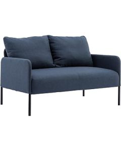 chairus 2 Seater Settee Modern Linen Loveseat Sofa Upholstered Living Room Armchair Couch with Metal Legs (Blue)