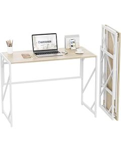 Elephance Folding Desk Writing Computer Desk for Home Office, No-Assembly Study Office Desk Foldable Table for Small Spaces (Beige)