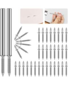 200pcs Double-Head Skirting Thread Seamless Nail, Skirting Board Nails, Hidden Nails for Wood Veneer, Wooden Skirting Board Small Nails, Seamless Screw Masonry Nails Punch with Sleeve Tool