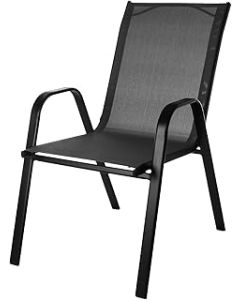 Marko Outdoor Stacking Textoline Chair Black Outdoor Bistro High Back Seating Restaurant Cafe (2 Chairs, Grey)