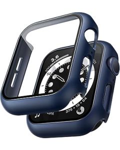 TAURI 2 Pack Hard Case for Apple Watch SE/Series 6/5/4 40mm with 9H Tempered Glass Screen Protector, [Touch Sensitive] [Full Coverage] Slim Bumper Protective Cover for iWatch 40mm - Blue