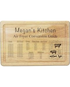 Air Fryer Conversion Chart Personalised Wooden Cutting Board, Engraved Name Chopping Board, Gift for Kitchen, Gift for New Home