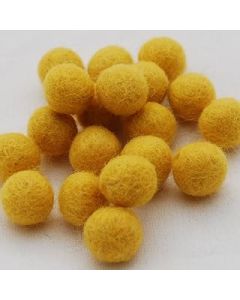 100% Wool Felt Balls - 1.5cm - 10 Felt Balls - Mustard Yellow
