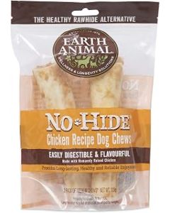 Earth Animal No Hide Dog Chew - The Healthy Rawhide Alternative Long Lasting Dog Treats - Medium Chews, Chicken, 2 Pack (120g)
