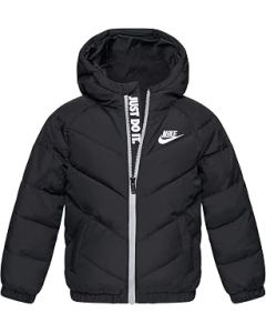 Boys Jacket Kids Hooded Jacket Just Do It Full Zip Padded Coat Black 86K082 023 New