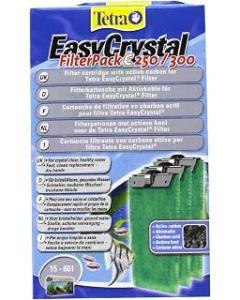 Tetra EasyCrystal Filter Pack C250/300 filter material with activated carbon, filter pads for EasyCrystal internal filters, suitable for aquariums from 15-60 liters, 3 pieces, Green