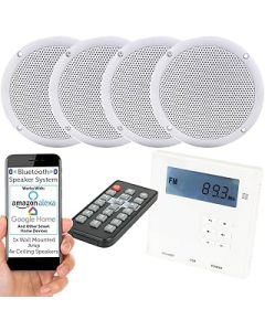 Wall Mounted Micro Bluetooth Amplifier & 4 Ceiling Speaker Kit Stereo HiFi Music