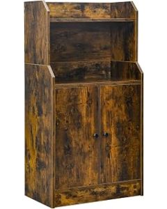 CASART Industrial Floor Bookcase, Wooden Storage Cabinet with Adjustable Shelf & Open Compartments, 2 Doors Bookshelf Organize Unit for Living Room Bedroom Hallway