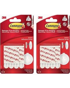 UKDD® Command Medium Adhesive and Refill Strips Damage-free hanging 17021P (2 Pack = 20 Adhesive Strips)