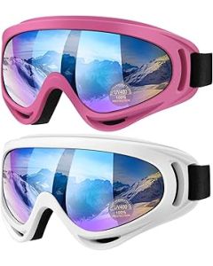 Vatefery Ski Goggles,Skiing Snowboard Goggles for Men & Women kids,Boys & Girls, Youth,Anti-glare,Anti-fog Snowboarding Snow Goggles Glasses 2-Pack