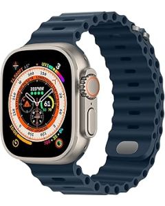 HITZEE Compatible with Apple Watch Strap 49mm 45mm 44mm 42mm, Soft Loop Silicone Straps with Buckle Designed for Apple Watch Ultra 2 Ultra Series 9 8 7 SE 6 5 4 3 2 1, Navy Blue