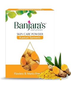 Banjara's Powder Touch of Nature Skin Care Turmeric Kasturi Powder, For Flawless Skin, 11 cm x 8 cm Size
