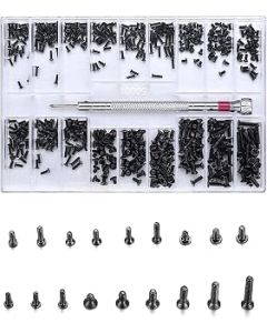 500 Pcs Small Replacement Screws, M1.2/M1.4/M2.0 Black Tiny Micro Laptop Computer Electronic Screws Assortment Kit, Glasses Watches Hard Drive SSD Repair Screws, with Screwdriver