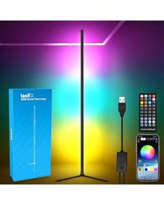 TOCLL LED Corner Floor Lamp 61.5" Corner Light RGB Floor Lamp for Living Room Smart Mood Lighting with Remote&App,Music Sync,Timing,16 Million DIY Colors Corner Lamp for Bedroom,Game Lights