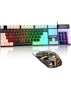 CHONCHOW Light Up Keyboard and Mouse Combo, Full Size RGB Gaming LED Keyboard and Rainbow Wired Gaming Mouse for PS4 PS5 Xbox One Computer Desktop PC Gamer Office