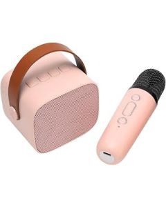 Karaoke Machine, 3.5mm AUX Compact 3 Sound Generating Units Wireless 5.3 Speaker Support Memory Card With Wireless Microphone For Outdoor (Pink)