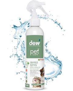DEW Pet Dental Spray 100% Natural Way to Fresh Breath for Dogs & Cats | Safe Water-Based Cat & Dog Breath Freshener | Hypochlorous Acid Ingredient Gets Tartar & Plaque Off Cats & Dogs Teeth 250ml
