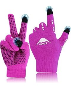 Kids Running Gloves Winter Cycling Warm Knitted Thermal, Touchscreen Glove Non-Slip for Work Driving Ridding Sport Outdoor Color Black Blue Green Pink fit Boys Girls Age 5-12