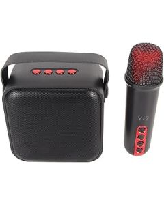 Portable BTSpeaker Mini Karaoke Machine Set with 1 Wireless Microphone,BTMicrophone Karaoke for Home Party KTV (Black)