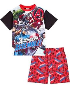 Avengers Boys Pyjamas Short Pjs Set Ages 4 to 12 Years Old, Official Merchandise for Kids
