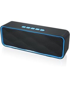 HUSAN Wireless Bluetooth Speaker With AUX/USB/TF card slot,Outdoor Portable Stereo Speaker with HD Audio,Enhanced Bass, Dual-Driver,Handsfree Calling, FM Radio Speaker For Travel,Party (Blue)