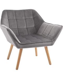 HOMCOM Armchair Accent Chair, Vanity Chair with Wide Arms, Slanted Back, Padding, Metal Frame, Wooden Legs, Home Bedroom Furniture Seating, Grey