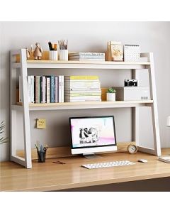 2 Tier Adjustable Desktop Bookshelf, Ladder Desktop Bookcase For Computer Desk， Multi-Function Free Standing Storage Display Shelves Rack For Office Supplies Home Decor ( Color : B , Size : 95CM )