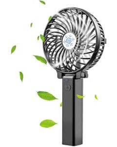 Handheld Fan, Portable Hand Fan Mini Fan with 3 Speeds Rechargeable Silent Foldable Handle Desktop Cooling Fan for Home Office Travel