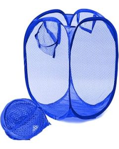 JJOnlineStore - UK Foldable Pop Up Mesh Washing Laundry Basket Bag Bin Hamper Toy Tidy Storage Organiser Organizer (Dark Blue)
