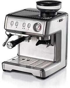 Ariete 1313 Metal Bean to Cup Coffee Machine with Grinder & Milk Frother, Espresso Coffee Maker for Barista Style Lattes Cappuccinos Americanos, Powder or Pods, Stainless Steel