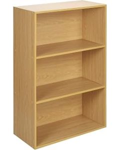 URBNLIVING Oslo Wide 3 Tier Wooden Shelf Bookcase Stand (Beech)