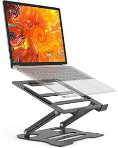 Rupoku Adjustable Laptop Stand, Ergonomic Laptop Riser Heat Vent Computer Stand for Desk, Foldable Portable Tablet Notebook Holder for MacBook Pro/Air, Surface, Samsung, Laptops (10-15.6'') (Black)