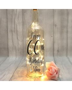60th Light Up Wine Bottle, 60th Birthday Gifts For Women, Mum, Nanny, Sister 60th Birthday Presents Female, 60th Gifts For Her, Personalised