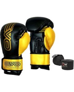 EVO Fitness Pro Boxing Gloves MMA Punch Bags Sparring Muay Thai Kick Boxing Fighting Training Gloves For Men Women with Boxing Hand Wraps