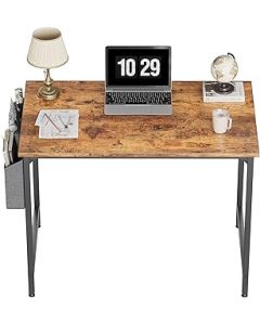 CubiCubi Study Computer Desk 80x50x75cm Home Office Writing Small Desk, Modern Simple Style PC Table, Black Metal Frame, Rustic Brown