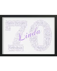 Personalised 70th Birthday Gifts for Women or Men - Custom Word Art Print - Unique 70th Gifts Keepsake present for Her Him - Mother Nan Sister Friend Brother Dad Granddad - Any Age - Framed Print