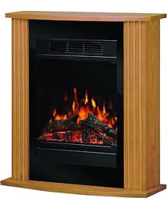 Dimplex Orvieto Optiflame Electric Fire Suite, Oak Free Standing Fully Assembled Compact Electric Fireplace with LED Flame Effect and Log style fuel bed and 1.5kW Adjustable Fan Heater